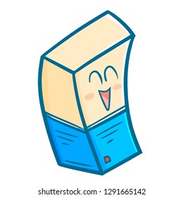 Funny and cute eraser smiling happily - vector.