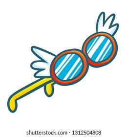 Funny and cute eye glasses with wing - vector