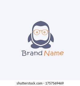 Funny Cute face in a Penguin shape a perfect logo for companies such sunglasses entertainment , technology , video games studio.. etc