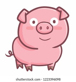 Funny and cute fat pig smiling - vector