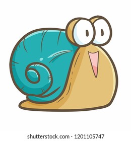 Funny and cute fat snail smiling happily - vector
