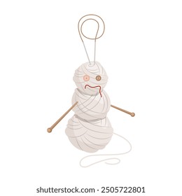 A funny, cute figure made from balls of yarn. Vector illustration for cards, posters, flyers, websites, stickers, scrapbooking.