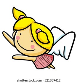 Funny and cute flying little angel - vector.