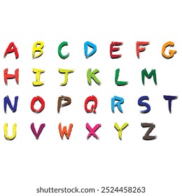Funny cute font, kids type big and 
 small. Cartoon children English alphabet vector typography, funky bold colorful letters, numbers font. Kids game play typeface education cute ABC symbols typeface.