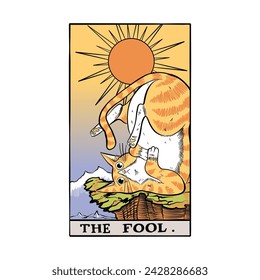 funny cute the fool cat tarot card design