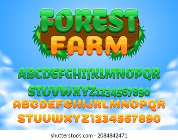 Funny Cute Forest Farm 3d Cartoon Game Logo Title Text Effect