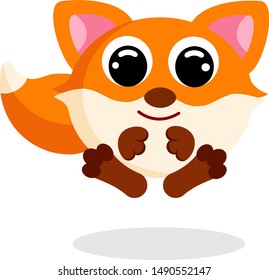Funny cute fox. Cartoon character. Forest animal. Flat vector stock illustration on white background
