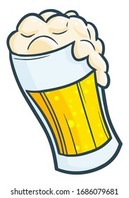 Funny and cute fresh cold beer in a long glass