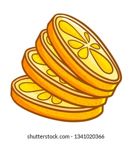 Funny and cute fresh slices of oranges