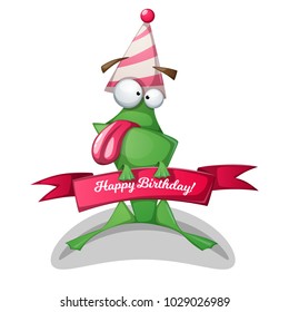 Funny, cute frog characters. Birthday illustration Vector eps 10