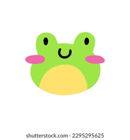 Funny cute frog smiling.
Vector children's naive hand-drawn illustration. Isolated on a white background.