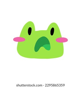 The funny cute frog is surprised. 
Vector children's naive hand-drawn illustration. Isolated on a white background.