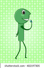 Funny cute fruit vector green peas