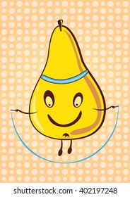Funny cute fruit vector pear