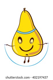 Funny cute fruit vector pear