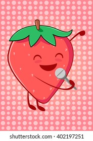Funny cute fruit vector strawberry
