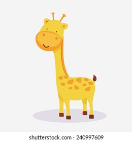 Funny cute giraffe isolated on white background.