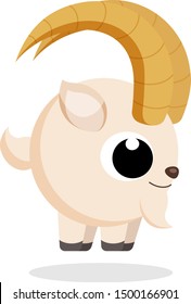 Funny cute goat. Cartoon character. Domestic animal. Flat vector stock illustration on white background