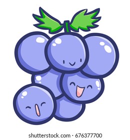 Funny and cute grapes smiling - vector.