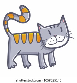 Grasoso y bonito gato naranja gris - vector.