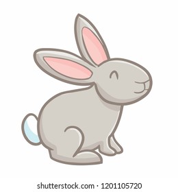 Funny and cute gray rabbit smiling - vector
