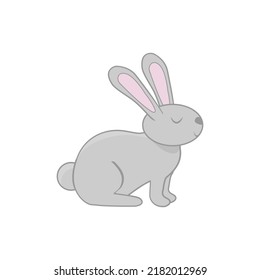 Funny and cute gray rabbit smiling .vector