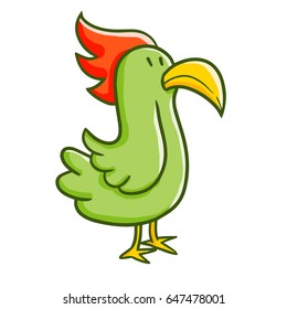 Funny and cute green bird - vector.