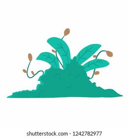 Funny and cute green bush - vector.