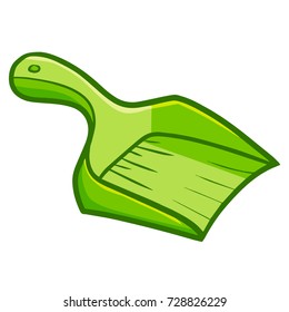 Funny and cute green dust pan for cleaning - vector.