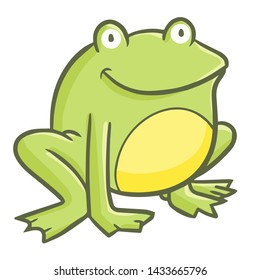 Funny and cute green frog smiling and waiting for something to eat