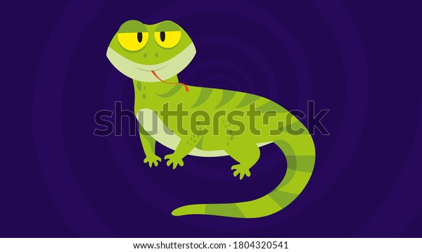 Un Joli Lezard Vert Et Amusant Image Vectorielle De Stock Libre De Droits