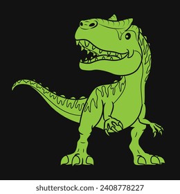 funny cute green mono dinosaur design