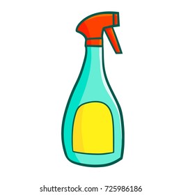 Funny and cute green spray cleaner for cleaning interior - vector.