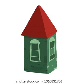 Funny and cute green vintage building