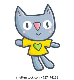Funny and cute grey car doll smiling - vector.
