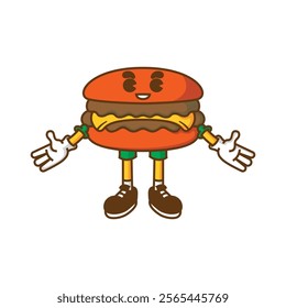 funny and cute hamburger design character mascot