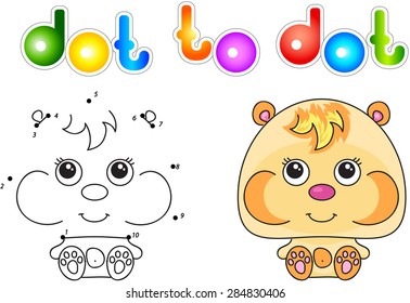 Funny and cute hamster. Vector illustration for children. Dot to dot game