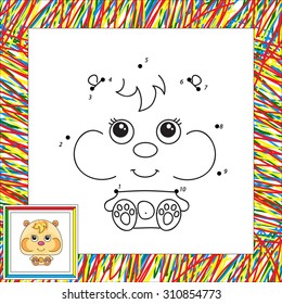 Funny and cute hamster. Vector illustration for children. Dot to dot game