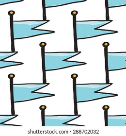 Funny cute hand drawn kids toy water transport for nursery decoration. Baby bright cartoon flag vector seamless pattern on white background. Set of isolated elements