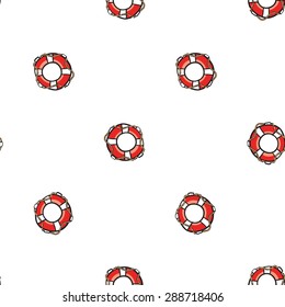 Funny cute hand drawn kids toy water transport for nursery decoration. Baby bright cartoon lifeline vector seamless pattern on white background. Set of isolated elements