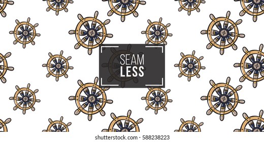 Funny cute hand drawn kids toy water transport for nursery decoration. Baby bright cartoon wheel seamless pattern on white background. Vector illustration.