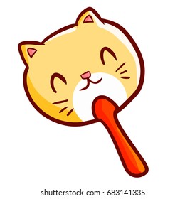 Funny and cute hand-held fan with cat shape - vector.