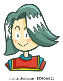 Funny and cute handsome man with dark green long hair