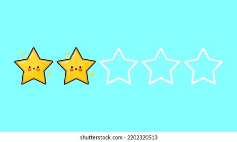 Funny cute happy 2 star characters bundle set. Vector hand drawn doodle style cartoon character illustration icon design. Isolated blue background. Cute two star mascot character collection