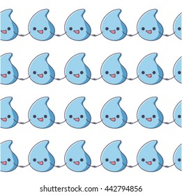 Funny cute happy cartoon rain drop pattern. Easy to edit ad=nd recolor 