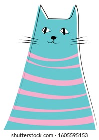Funny Cute Happy Fat Vector Cat