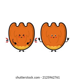 Funny cute happy Nuts characters bundle set. Vector line cartoon style illustration. Cute Nuts mascot character collection