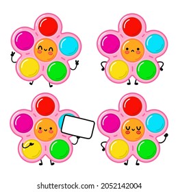 Funny lindo feliz, simple y simple conjunto de caracteres diple. Diseño de iconos de ilustración de caricaturas con estilo de doodle dibujado a mano por vectores. Colección de caracteres dimple simple y simple