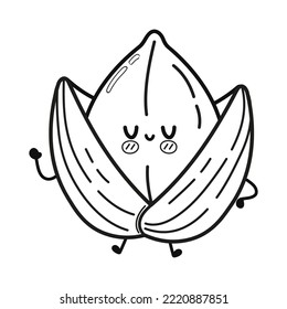 Funny cute happy sunflower characters bundle set. Vector kawaii line cartoon style illustration. Cute sunflower mascot collection, outline cartoon illustration for coloring book