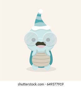 Funny and cute happy turtle.